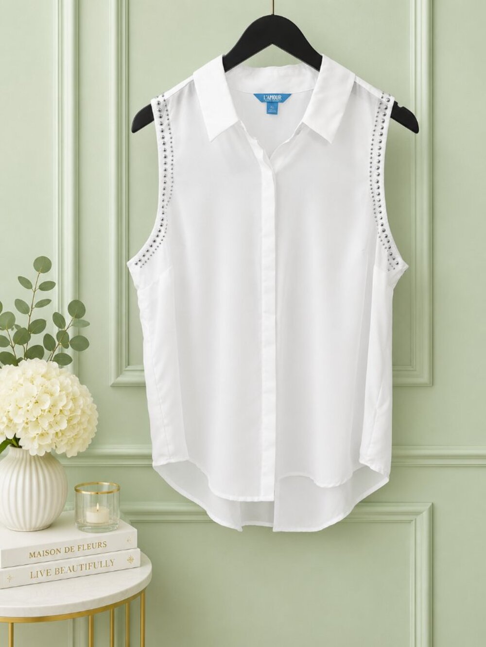 L'Amour Nanette Lepore Sleeveless Studded Blouse